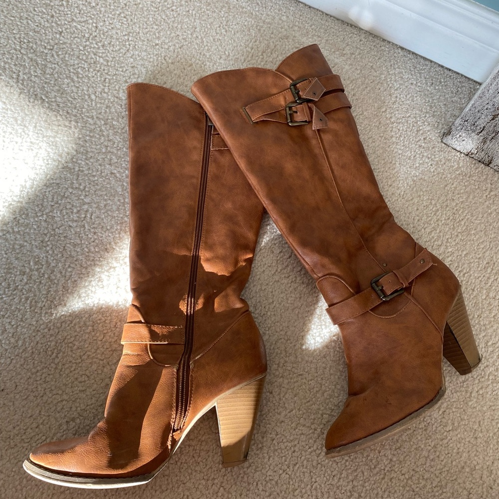 Tall cognac boots